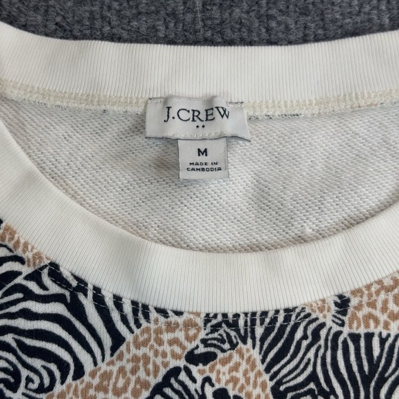J.Crew Re-Imagined Zebra Leopard Print Sweatshirt Crew Neck Cotton Top M - Picture 3 of 8